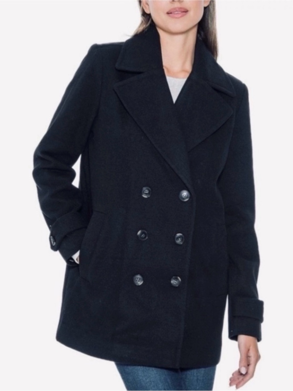 NEW Croft & Barrow Black Pea Coat Size XL (WITH FREE NEW SCARF!)